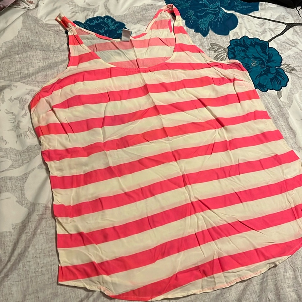 Old Navy Pink and White Striped Tank Top Size XL - Picture 1 of 9